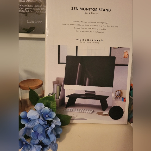 NEW U Brands Zen Monitor  Stand  Black Finish  16.5 in x 10.25 in x 5 in  Office - Picture 4 of 4
